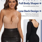 SHAPERIN Backless Shapewear Strapless Bodysuit Bra Fajas U Plunge Tummy Control Low Back Full Body Shaper Corset for Women