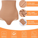 Werena Tummy Control Thong Shapewear for Women High Waisted Body Shaper Panties Shaping Thong Girdle Underwear