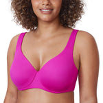DELIMIRA Minimizer Bras for Women Full Coverage Plus Size Underwire Unlined Supportive Seamless Bra Rose Purple 34G