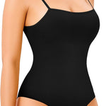 Irisnaya 2-Pack Shapewear Bodysuits for Women Tummy Control Body Suit | Two colors and a square neckline suit work or nights out. Adjustable straps and a hook-and-eye gusset add convenience.