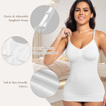 ONEW Shapewear For Women Compression Tank Tops Tummy Control Seamless Body Shaper V-Neck Camisole Cami Tops,White,Small