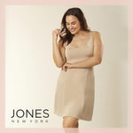 Jones New York Womens Silky Full Slip Dress Above the Knee - 38” Anti-Cling Slip with Scallop Neckline and Hem Detail - 1X - Nude