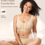 BRABIC Front Closure Post Surgery Minimizer Bras for Women Full Coverage Surgical Wireless Everyday Bras (Beige,Small)