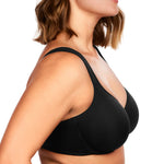 HSIA Bras for Women Minimizer Full Coverage, Plus Size T Shirt Unlined Underwire Smooth Bra, Seamless Cups Joan Ultimate Soft Black