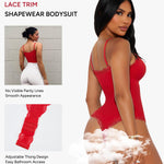 Nebility Bodysuits for Women Lace Bodysuit Thong Shapewear Tummy Control Sleeveless Going Out Cami Tank Tops Body Suit (Red, Small)