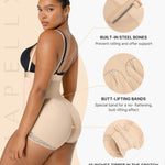 SHAPELLX Womens Shapewear Briefs Tummy Control Fajas Slimming Body Shaper Butt Lifting Panties Strapless Bodysuit Beige XL