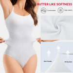 Nebility Shapewear Bodysuit for Women Tummy Control Shapewear Faja Body Shaper Waist Trainer Square Neck Body Suit(White,X-Large)