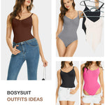 Lover-Beauty Bodysuit for Women 3 Piece, Seamless Shapewear Bodysuit with Strap, Body Shaper【Black、White、Brown】