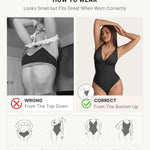FeelinGirl Shapewear Bodysuits for Women Tummy Control Body Suits Deep V Neck Thong Body Shaper