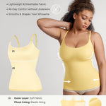FeelinGirl Womens Tops - Scoop Neck Shapewear Tummy Control Cami Body Shaper for Women Compression Shirts Light Yellow L