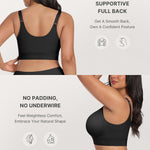 SHAPELLX Post Surgery Bras for Women Front Closure Compression Bra Wireless Mastectomy Bras Adjustable Straps Black M