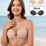 MITALOO Seamless Adhesive Bra Sticky Strapless Invisible Push up Bras Silicone Backless Nipple Cover for Women Beige Black