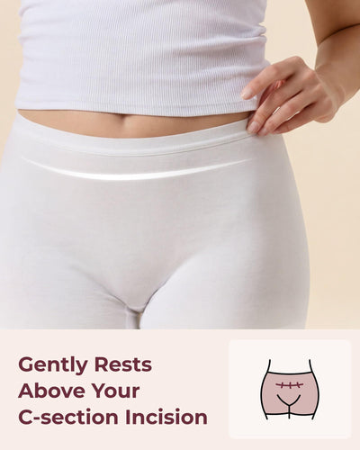 Momcozy 7 Pcs 100% Cotton Postpartum Underwear for Women, Breathable Mid-High Waist Disposable Underwear with Wide Gusset White