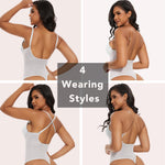 SHAPERIN Women's Backless Body Shaper Bra Faja U Plunge Low Back Thong Shapewear Tummy Control Deep V Bodysuit (Small,White)