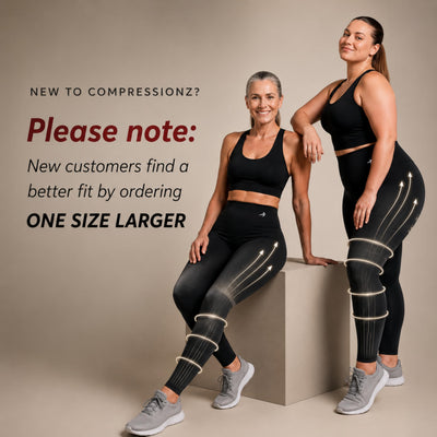 CompressionZ Compression Leggings for Women Waisted Performance Tummy Control Gym, Pilates, Travel, Yoga, Workout Pants Super High Waist Black Large