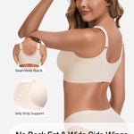 Gailife V Lace Front Closure Bras for Women Wireless Seamless Mastectomy Bralettes Soft No Underwire T Shirt Bra, Skin, L