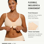 FeelinGirl Post Surgery Compression Bra Front Closure Bras for Women Mastectomy with Front Closure Wireless Bra Beige M