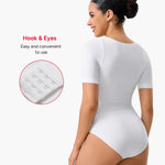 Nebility White Bodysuit for Women Shapewear Tummy Control Seamless Body Shaper Short Sleeve Body Suits for Womens Crew Neck Tank Tops