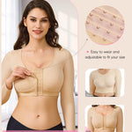 BRABIC Shaper Tops for Women Arm Compression Post Surgery Front Closure Bra Tank Top Shapewear (Beige Long Sleeve, Medium)