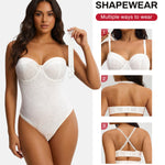 Nebility Strapless Shapewear for Women - Thong Bodysuit Tummy Control Lace Corset Tops Underwire with Removable Strap