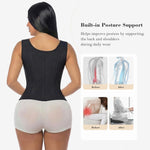 YIANNA Waist Trainer for Women Tummy Control Underbust Hourglass Corset Waist Cincher Vest Sport Girdle with Zipper and Hooks,YA7293-Black-L
