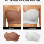 Vertvie Strapless Bra Wireless Non-Slip Push Up Bandeau Bras for Women Full Support Tube Tops Padded Bralette S-Large Breasts(Brown,Medium)