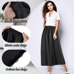 Jiuguva 2 Pieces Half Slip Lace Long Underskirt Women's Satin Half Slip for Under Dresses(XXX-Large,Black, Beige)