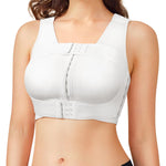 BRABIC Front Closure Post Surgical Compression Everyday Bra for Women Mastectomy with Removable Breast Support Band White