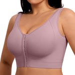 FeelinGirl Compression Bra Post Surgery Mastectomy Bra Front Closure Surgical Bra Breast Augmentation Post Op Purple