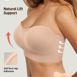 OEAK Strapless Bras for Women Wireless Bandeau Bra Non Slip Push Up Tube Top Seamless Bras Comfortable Padded Bralette M Nude