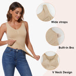 JOYSHAPER Women Tummy Control Shapewear Tank Tops V Neck Seamless Compression Camisole Slimming Body Shaper Cami Beige L