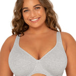 Fruit of the Loom Women's Fit for Me Collection: Plus-Size Unlined Underwire Bra-Cotton Comfort & Pinch-Free Straps, Heather Grey, 44DDD