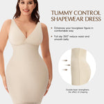 MERYOSZ Body Shaper Dress for Women Shapewear Tummy Control Full Slip Under Dress V Neck Spaghetti Straps Lingerie (Beige, Large)