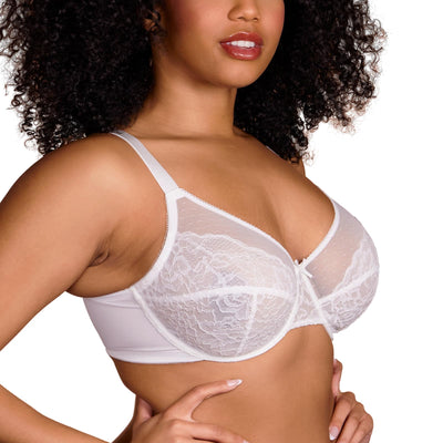 HSIA Minimizer Bras for Women Enchante Full Coverage Underwire Bras Plus Size Lifting Floral Lace Bra for Heavy Breast White