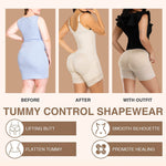 YIANNA Fajas Colombianas Shapewear for Women Tummy Control Post Surgery Compression Garment with Zipper Crotch,YA7260-Beige-L