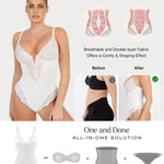 Popilush Shapewear Bodysuits for Women Tummy Control Lace Bodysuit V Neck Sleeveless Corset Tops Body Suit