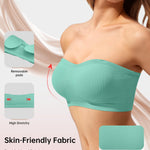 OEAK Supportive Strapless Bras for Women Push Up Wireless Bandeau Bra Non Slip Seamless Bras Comfortable Padded Bralette Mint Green S
