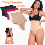 Werena Tummy Control Thong Shapewear for Women Mid High Waisted Body Shaper Underwear Lace Shaping Thong Girdle Panties(#A2 High Rise Beige,Small)