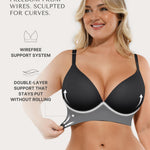 SHAPELLX Womens Deep V Bra Push Up Wireless Bras Plunge Unlined Seamless Comforty Bra Everyday Bralette (Large Black)