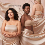 Vertvie Strapless Bra for Large Breast No Show Push Up Non-Slip Bandeau Bra(Praline,36C,Wireless)