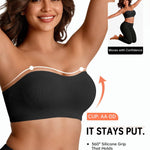 Vertvie Strapless Bra Wireless Non-Slip Push Up Bandeau Bras for Women Full Support Tube Tops Padded Bralette S-Large Breasts(Black,Medium)