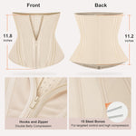 SHAPERX Waist Trainer for Women Underbust Corset Shapewear Tummy Control Workout Waist Cincher Body Shaper Zipper and Hooks, SZ7310-Beige-2XL