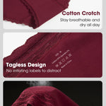 HOHOCHIN Cotton Underwear for Women High Waisted Panties Soft Lace Waistband Breathable Full Coverage Ladies Briefs 4 Pack (US, Alpha, X-Large, Regular, Regular, A-4 Pack-Multicolor)