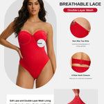 Nebility Shapewear Bodysuit for Women - Lace Thong Bodysuit with Underwire Strapless Body Shaper for Night Out