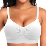 Seamless Jelly T Shirt Bras for Women No Underwire Comfort Wireless Padded Bralettes Soft Support Bras(#01 White(Padded)-Spaghetti Strap,X-Large)