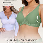 Wireless Bra Push Up Seamless Bras for Women Comfy No Underwire Bra Supportive Bralettes Deep V Comfortable Tshirt Bras Green