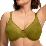 HSIA Minimizer Bras for Women Enchante Full Coverage Underwire Bras Plus Size Lifting Floral Lace Bra for Heavy Breast