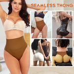 Werena Tummy Control Thong Shapewear for Women High Waist Shaping Underwear Seamless Shaper Panties(A# Tan (Mid Waisted), Small)