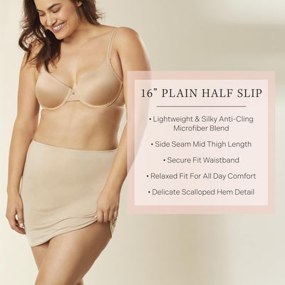 Jones New York womens Silky Touch 16 Anti-cling Above Knee Half Slip, Nude, Medium US