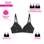 Maidenform Women's Wireless T-Shirt Bra, Everyday Luxe T-Shirt Bra, Wireless Convertible Bra Evening Blush